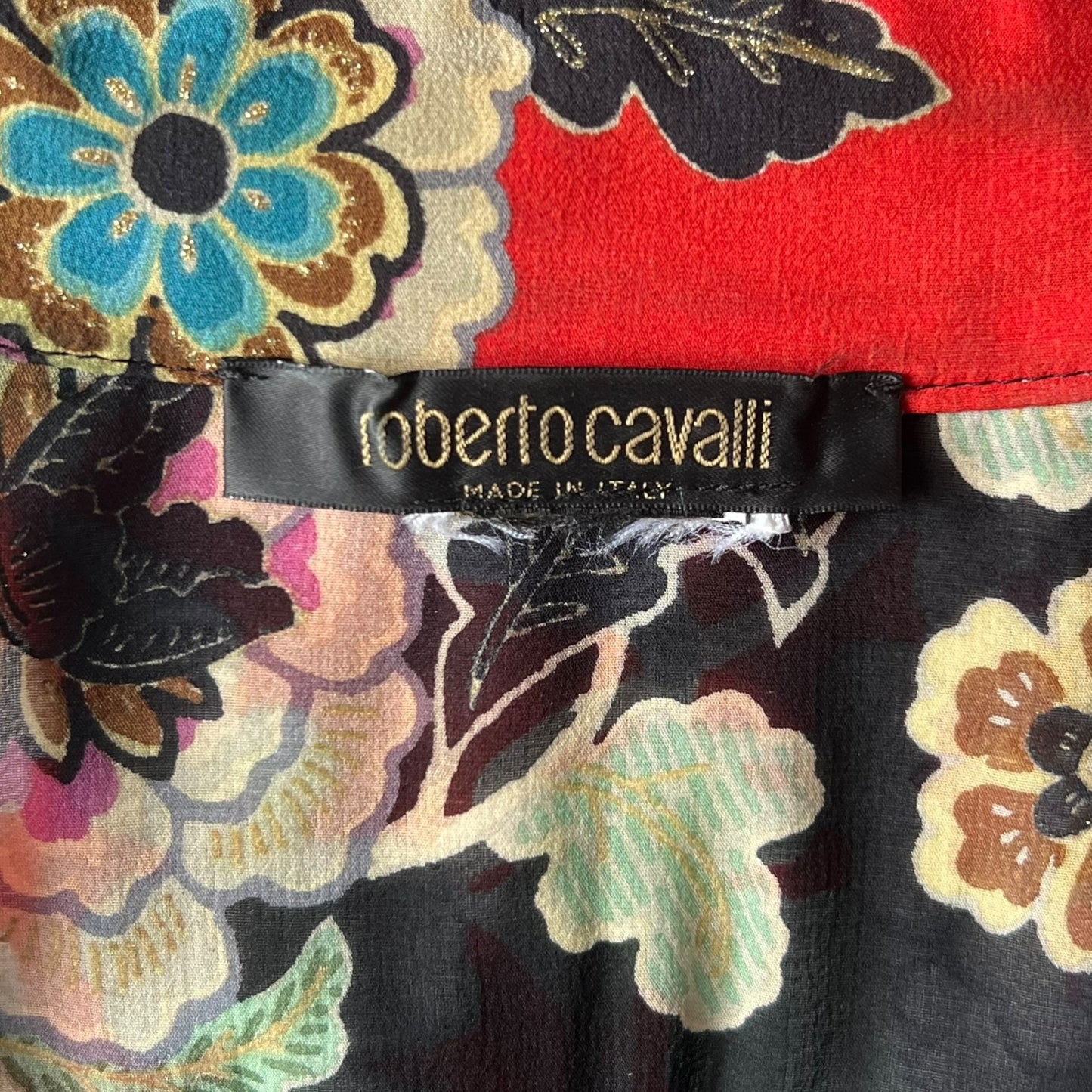 Roberto Cavalli S/S 2003 Red Chinoiserie Silk Cheongsam Dress