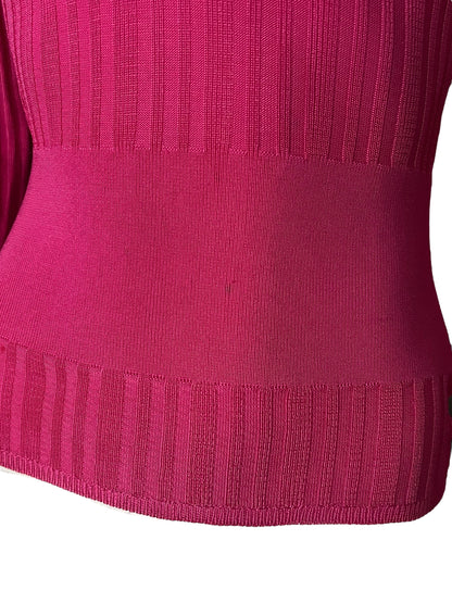 THIERRY MUGLER 1990s Fuchsia Ribbed Knit Top (S)