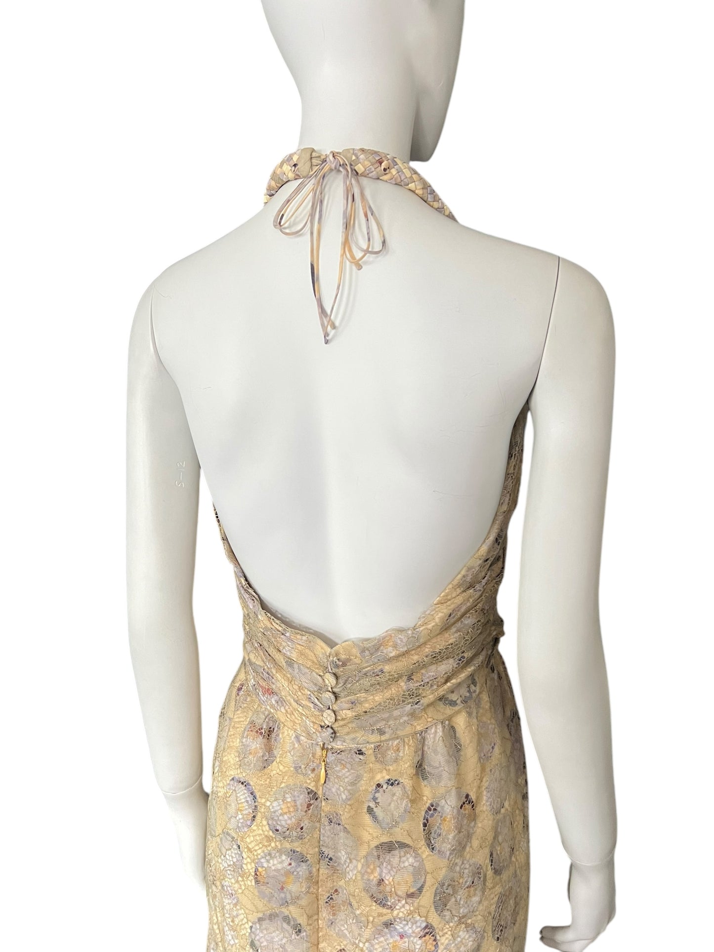FENDI Vintage Halterneck Lace Maxi Dress (L)