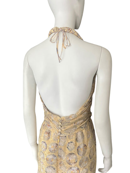 FENDI Vintage Halterneck Lace Maxi Dress (L)