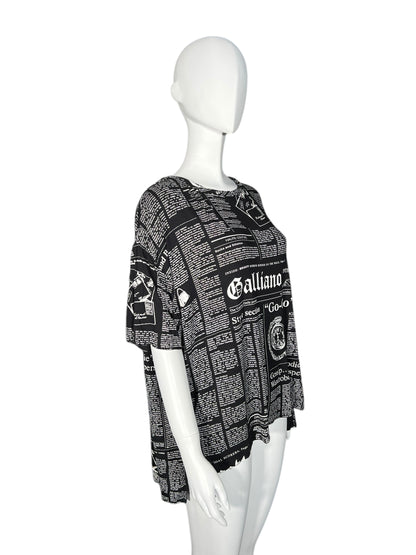 JOHN GALLIANO Iconic Newspaper Print Oversized Top (L)