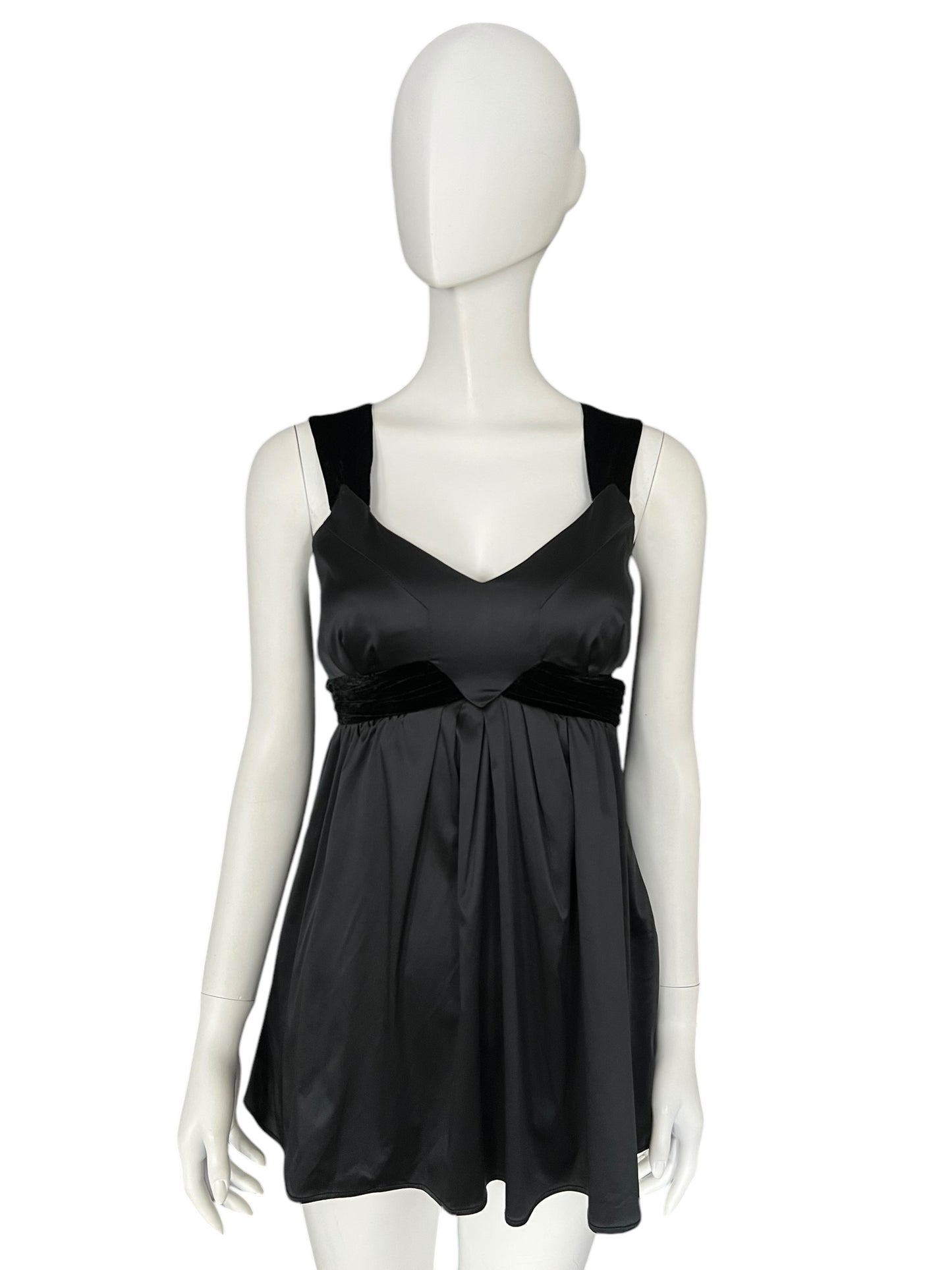 GALLIANO Black Empire-Waist Mini Dress (XS)
