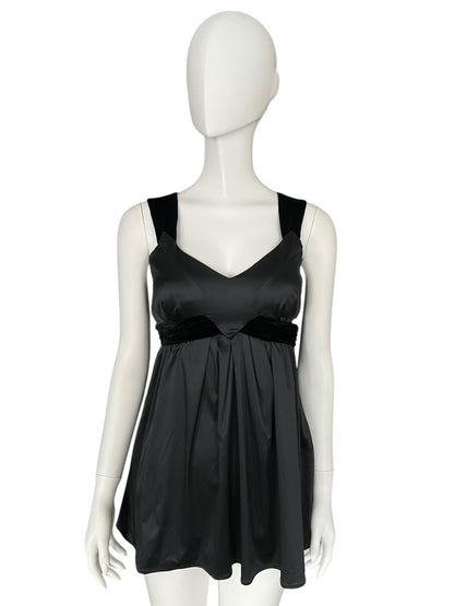 GALLIANO Black Empire-Waist Mini Dress (XS)