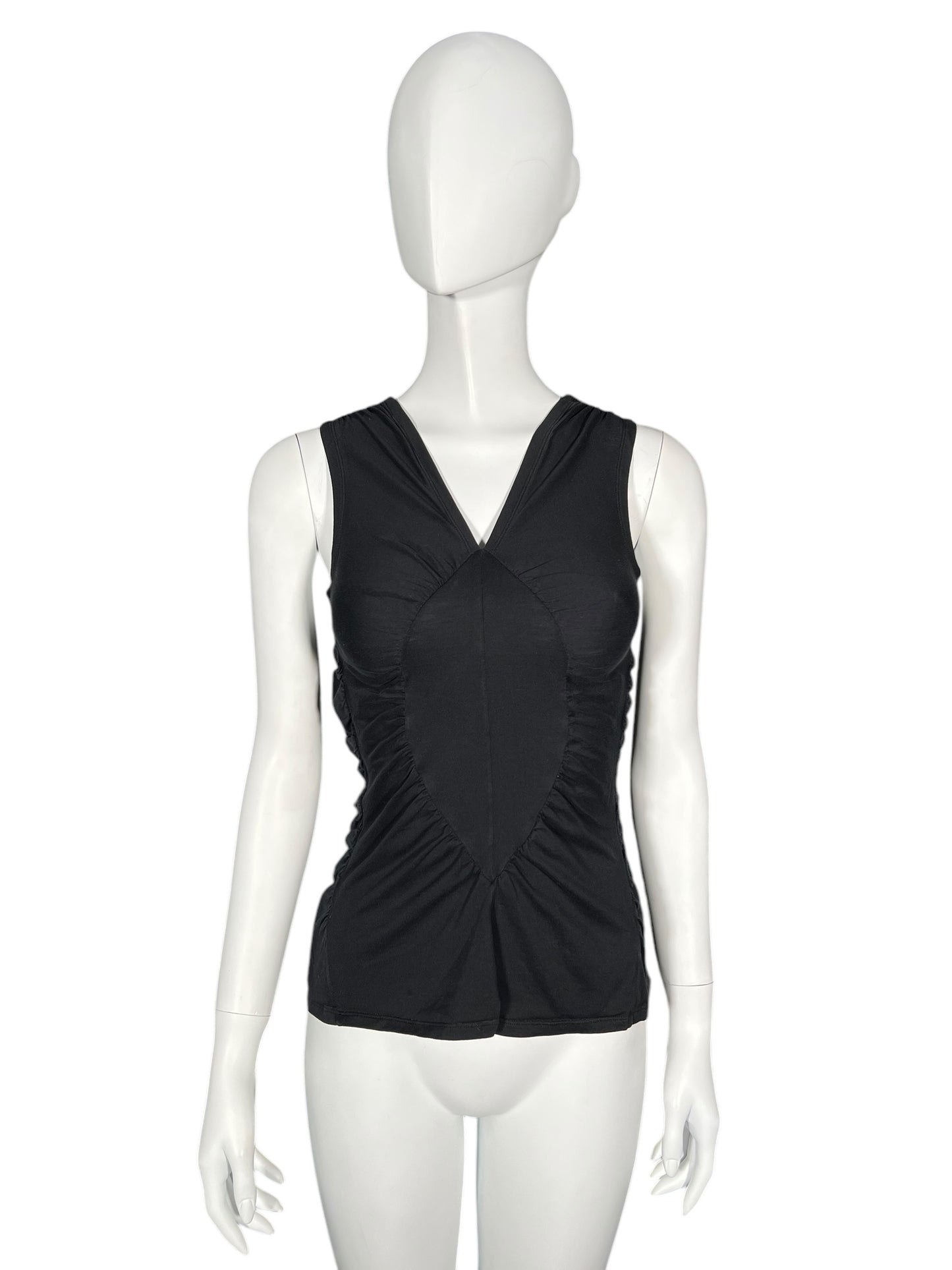 YVES SAINT LAURENT S/S 2003 Tom Ford Ruched Black Sleeveless Top (S)