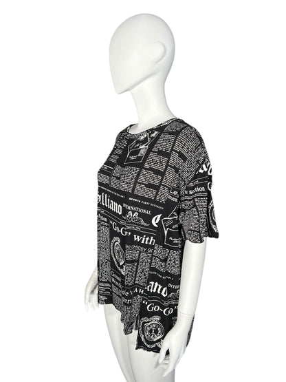 JOHN GALLIANO Iconic Newspaper Print Oversized Top (L)