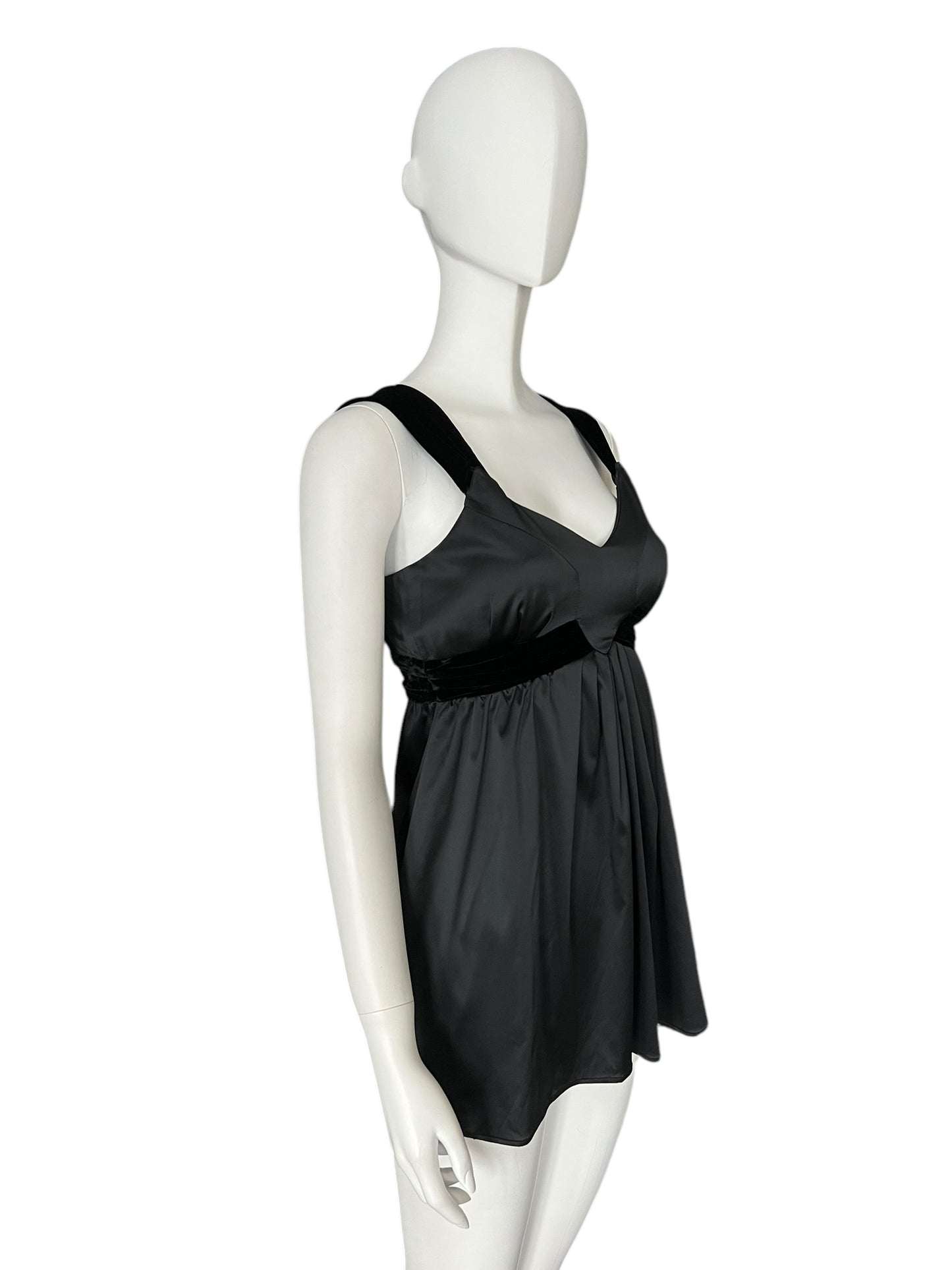 GALLIANO Black Empire-Waist Mini Dress (XS)
