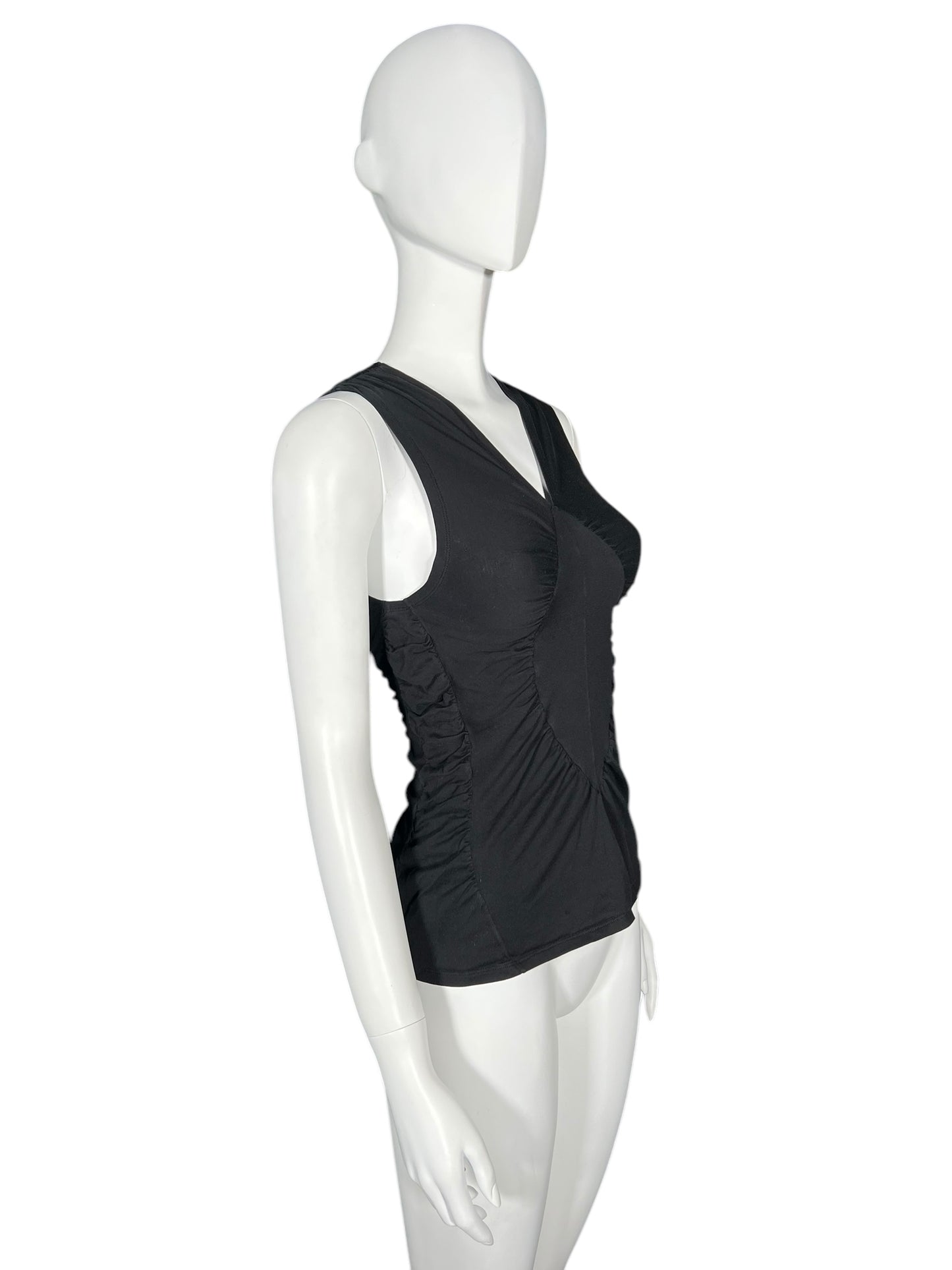 YVES SAINT LAURENT S/S 2003 Tom Ford Ruched Black Sleeveless Top (S)