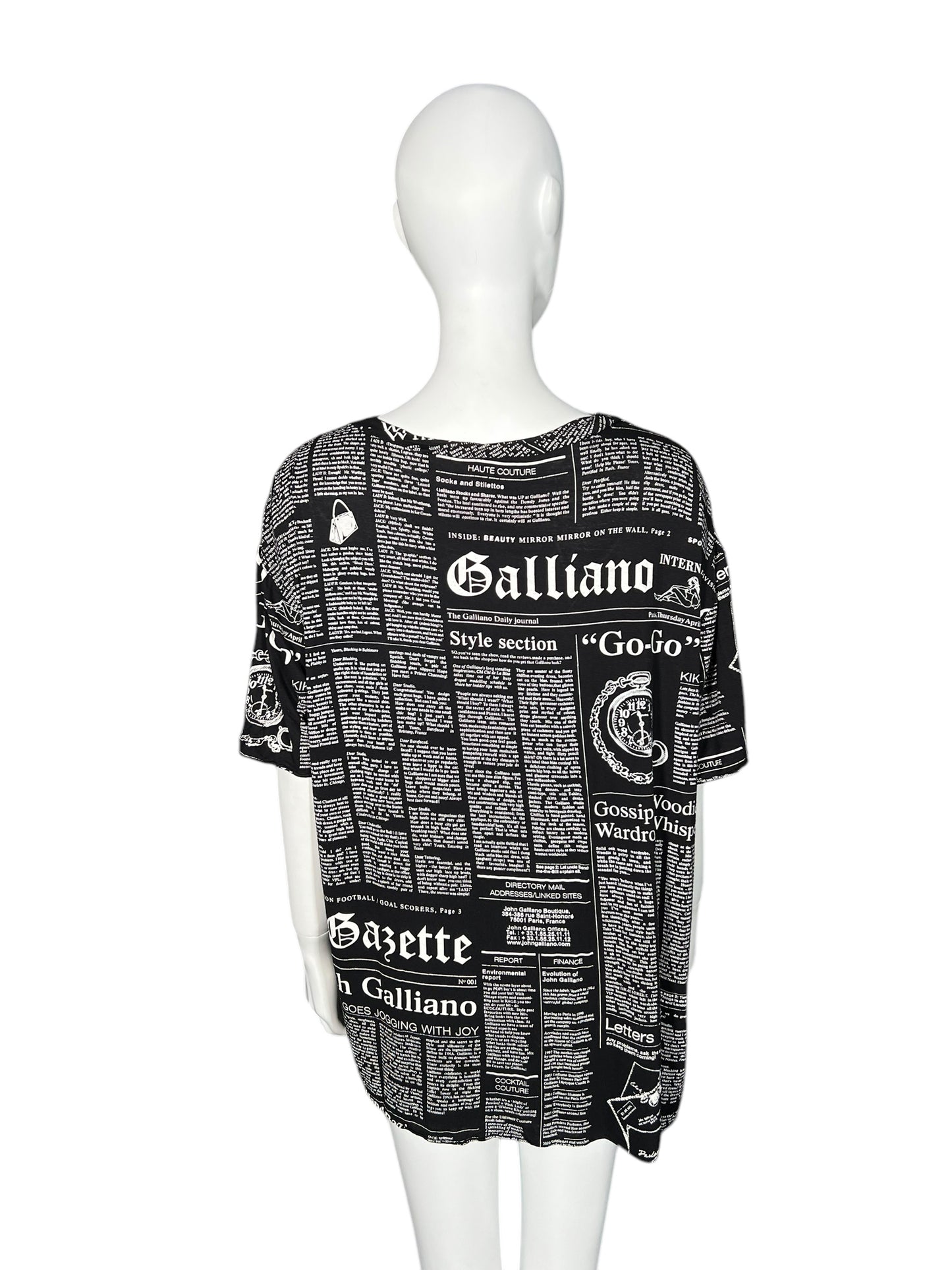 JOHN GALLIANO Iconic Newspaper Print Oversized Top (L)