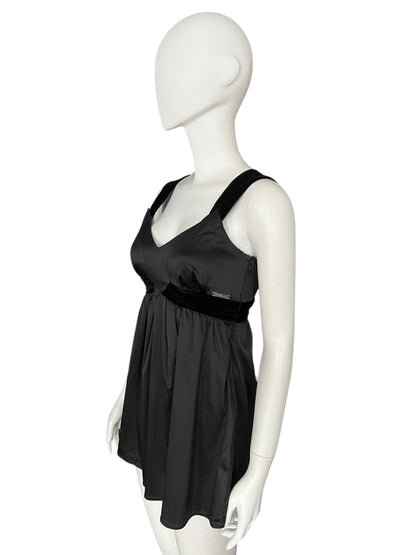 GALLIANO Black Empire-Waist Mini Dress (XS)