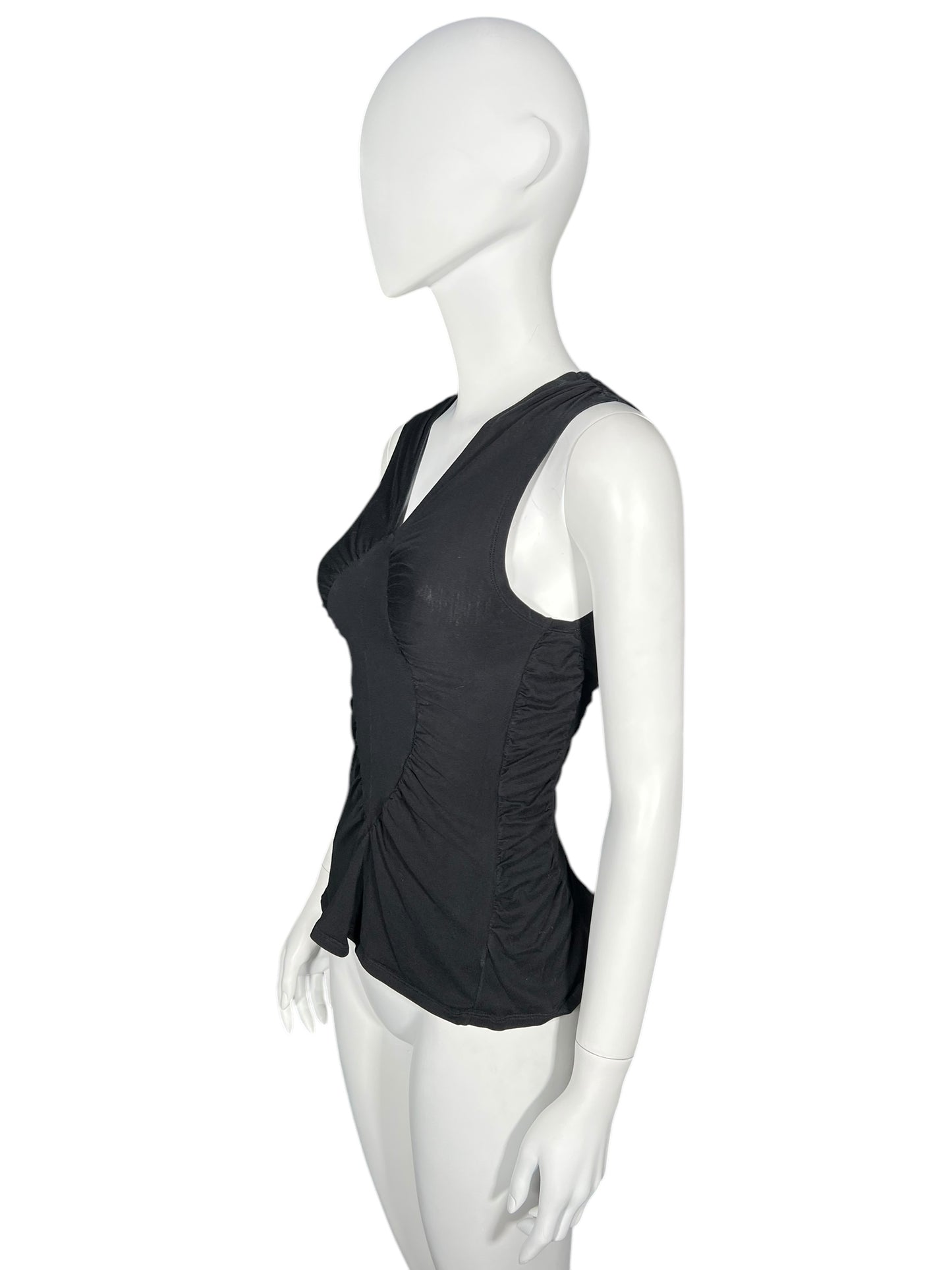 YVES SAINT LAURENT S/S 2003 Tom Ford Ruched Black Sleeveless Top (S)