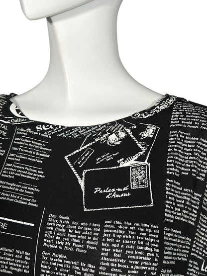 JOHN GALLIANO Iconic Newspaper Print Oversized Top (L)