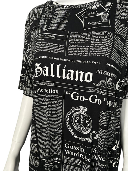 JOHN GALLIANO Iconic Newspaper Print Oversized Top (L)
