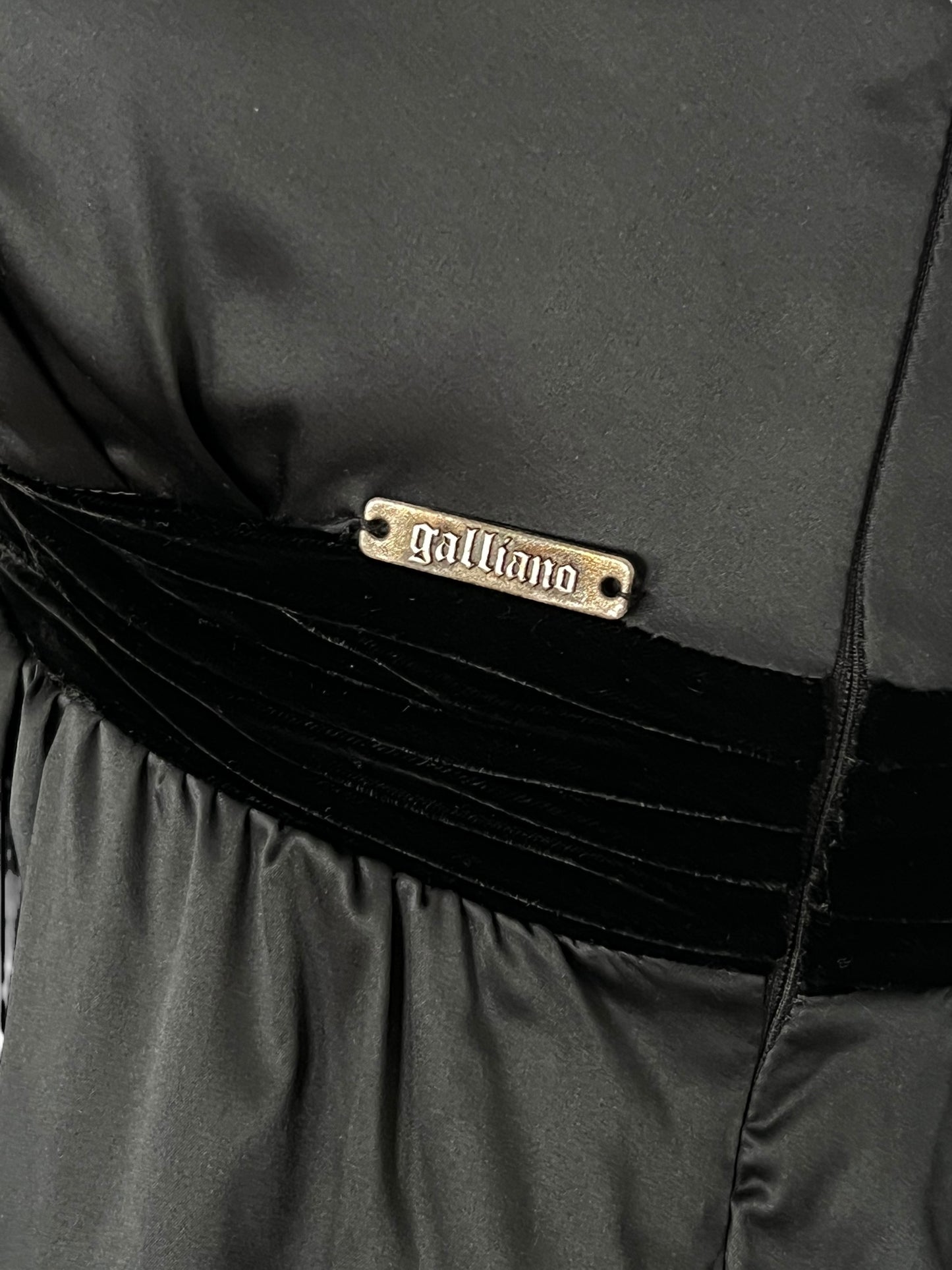 GALLIANO Black Empire-Waist Mini Dress (XS)