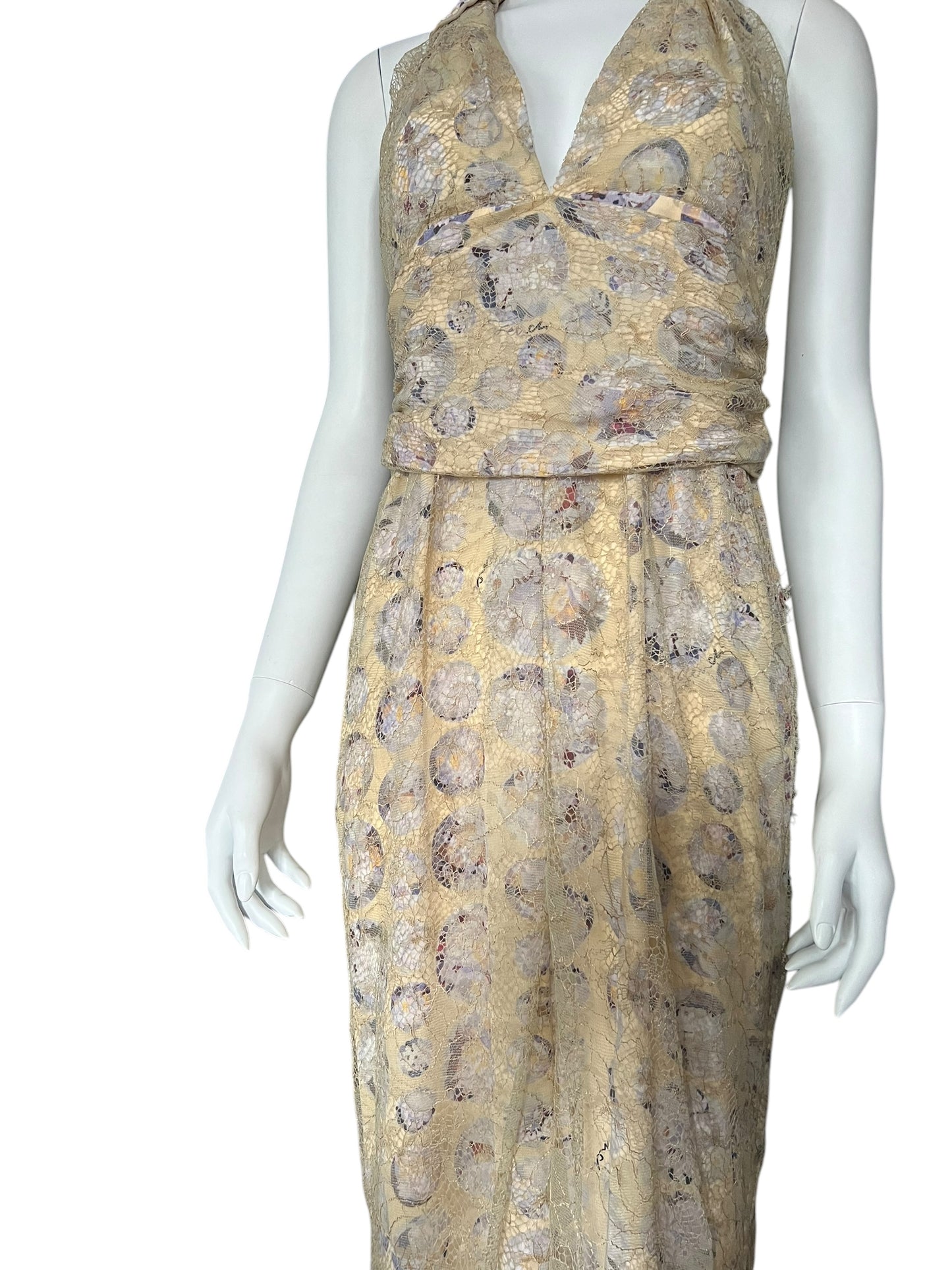 FENDI Vintage Halterneck Lace Maxi Dress (L)