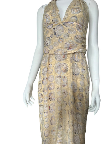 FENDI Vintage Halterneck Lace Maxi Dress (L)
