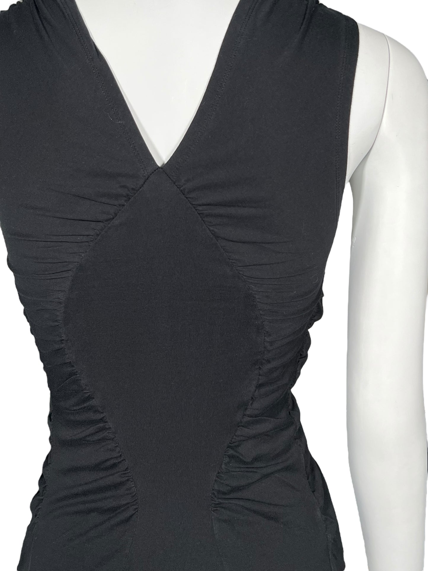 YVES SAINT LAURENT S/S 2003 Tom Ford Ruched Black Sleeveless Top (S)