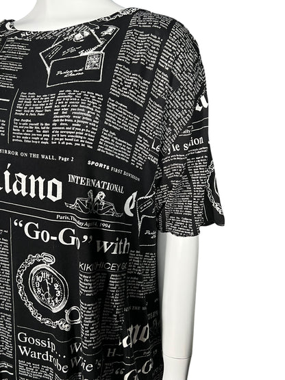 JOHN GALLIANO Iconic Newspaper Print Oversized Top (L)