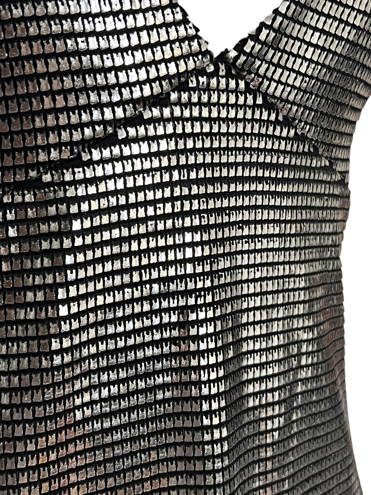 PACO RABANNE 1990s Metallic Grid Slip Dress (M)