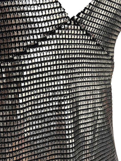 PACO RABANNE 1990s Metallic Grid Slip Dress (M)