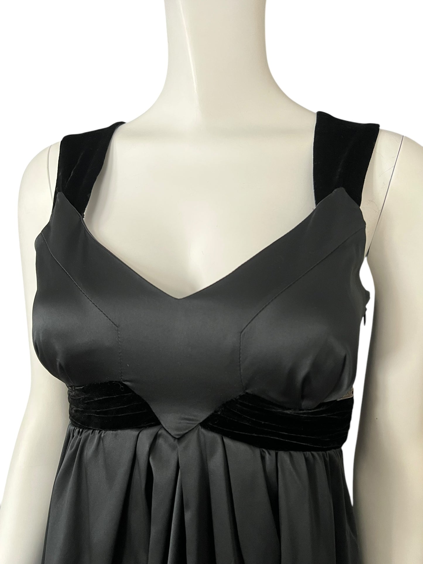 GALLIANO Black Empire-Waist Mini Dress (XS)