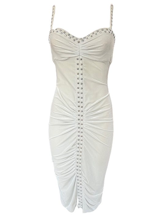 VERSACE F/W 2004 “Punk” Studded White Ruched Dress (M-L)