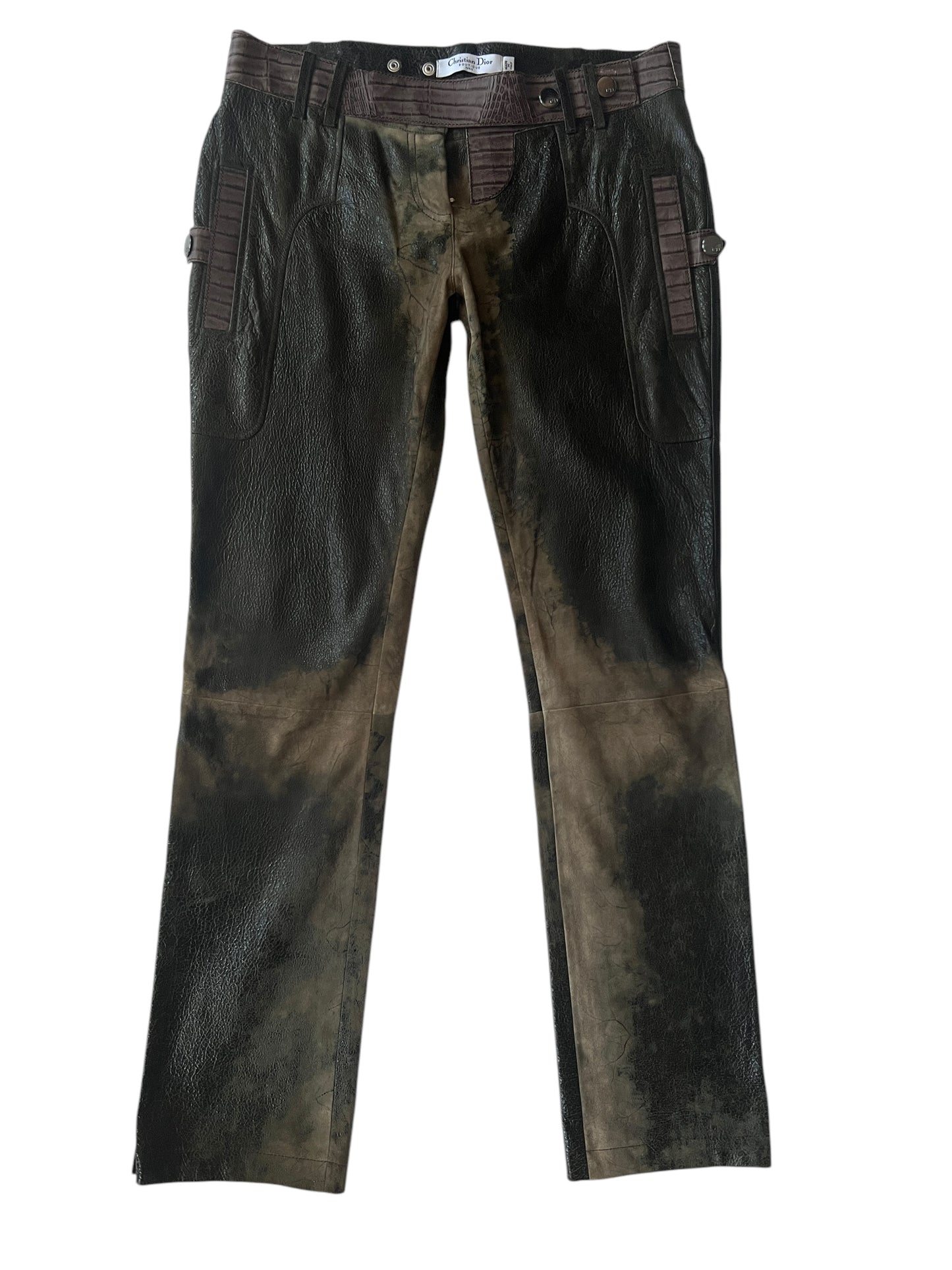 CHRISTIAN DIOR F/W 2006 by John Galliano Cracked Leather and Suede Trousers (L)