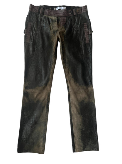 CHRISTIAN DIOR F/W 2006 by John Galliano Cracked Leather and Suede Trousers (L)