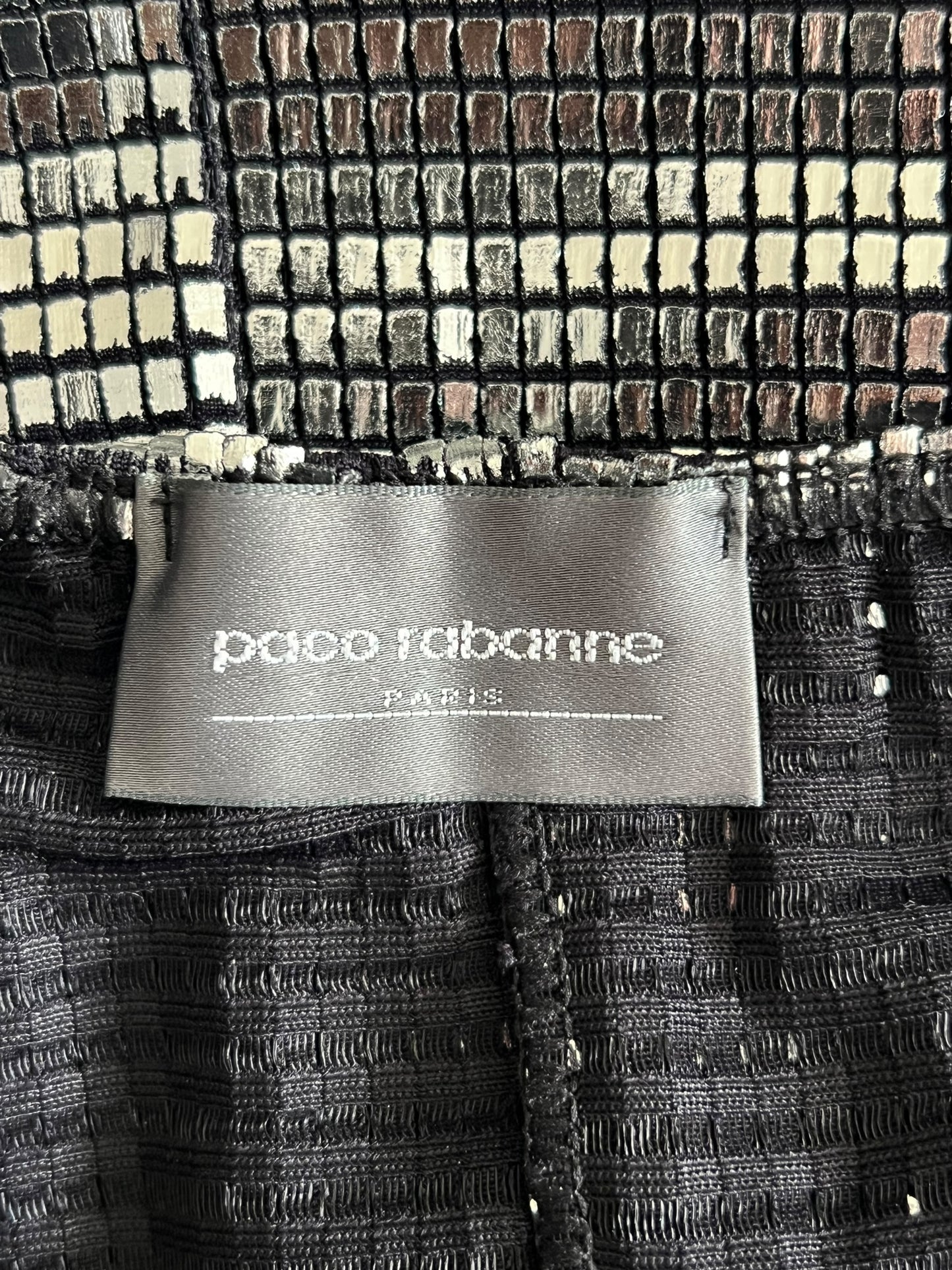 PACO RABANNE 1990s Metallic Grid Slip Dress (M)