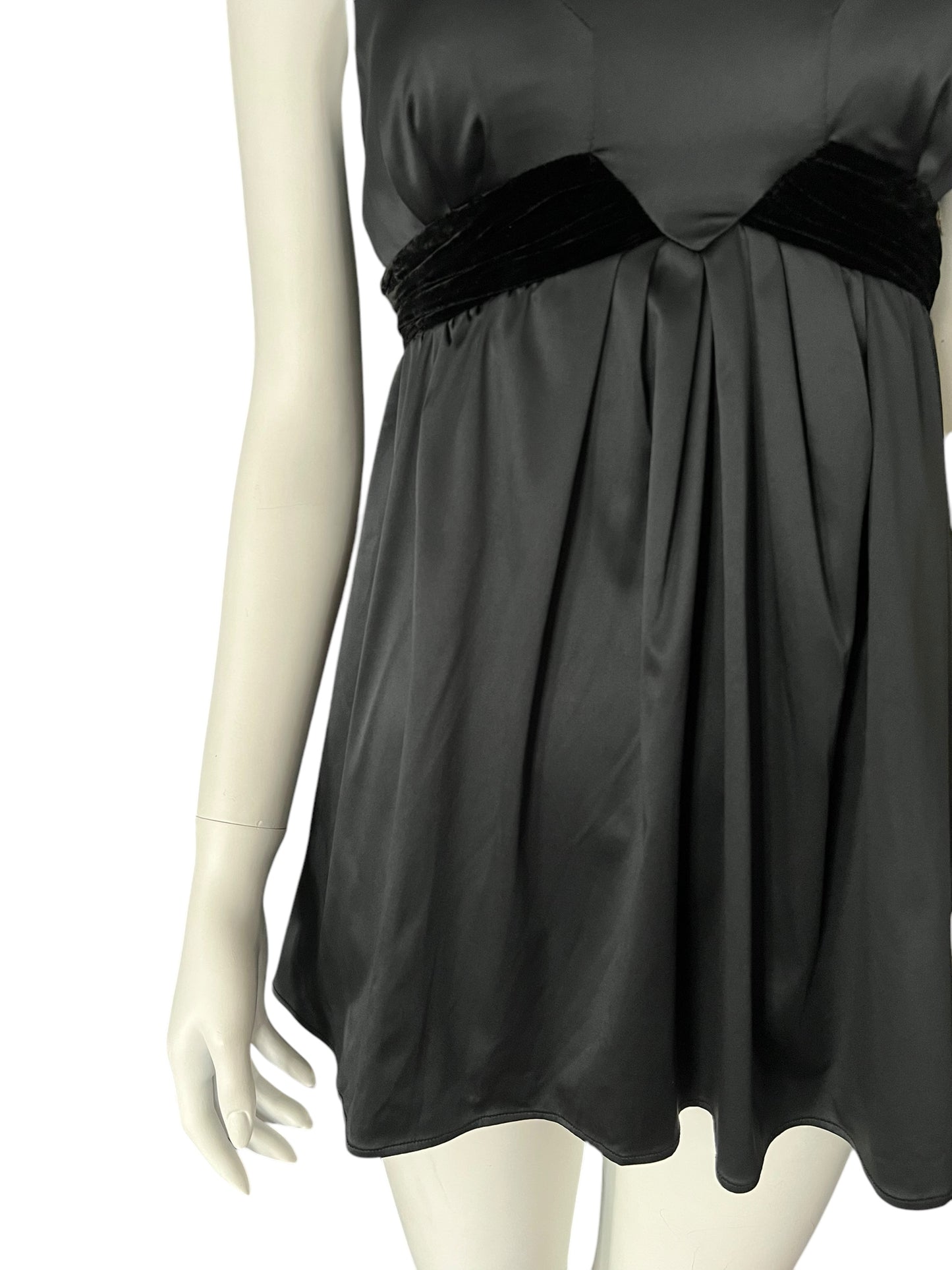 GALLIANO Black Empire-Waist Mini Dress (XS)