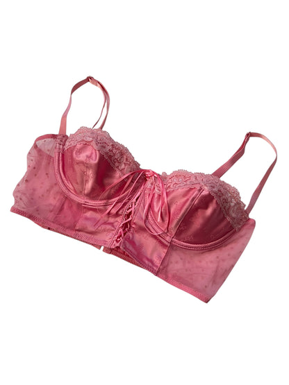 D&G 2000s Pink Satin Lace-Up Lingerie Top