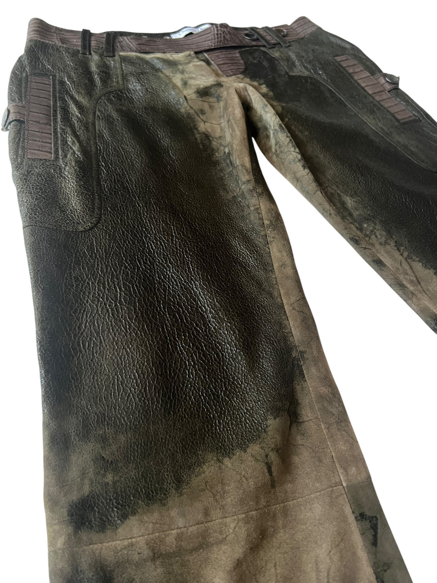 CHRISTIAN DIOR F/W 2006 by John Galliano Cracked Leather and Suede Trousers (L)