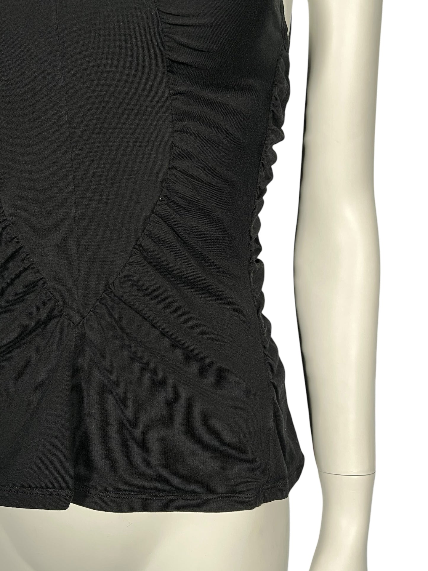 YVES SAINT LAURENT S/S 2003 Tom Ford Ruched Black Sleeveless Top (S)
