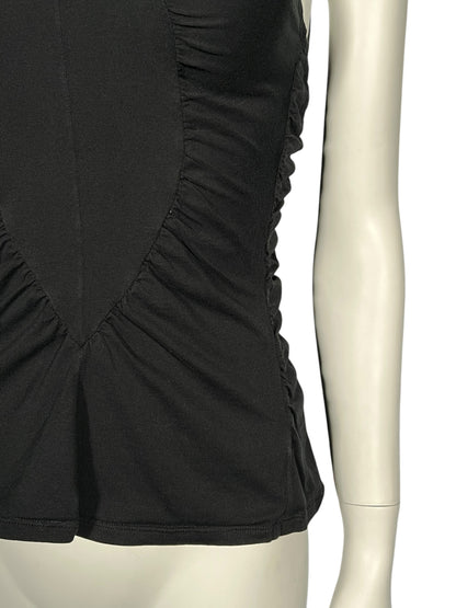 YVES SAINT LAURENT S/S 2003 Tom Ford Ruched Black Sleeveless Top (S)