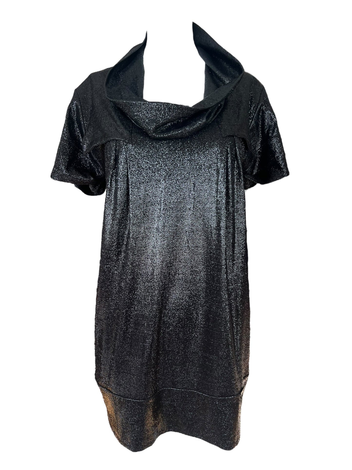 GUCCI F/W 2009 Black Metallic Cowl Neck Mini Dress (M)