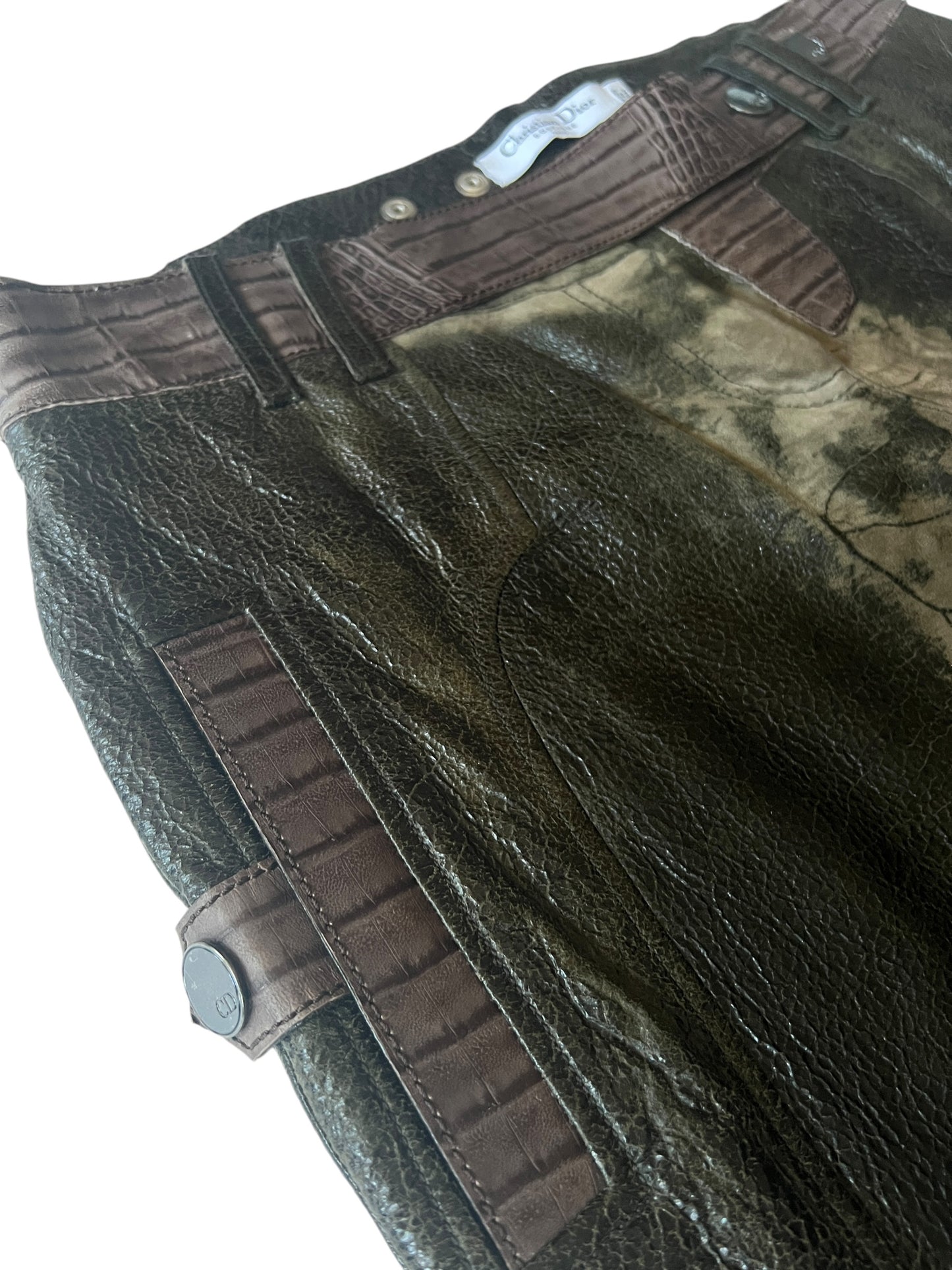 CHRISTIAN DIOR F/W 2006 by John Galliano Cracked Leather and Suede Trousers (L)
