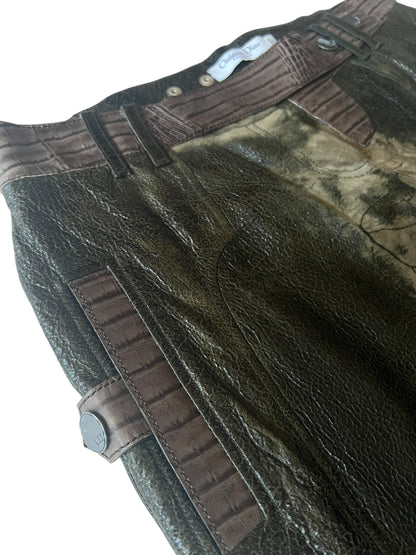CHRISTIAN DIOR F/W 2006 by John Galliano Cracked Leather and Suede Trousers (L)