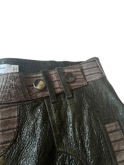 CHRISTIAN DIOR F/W 2006 by John Galliano Cracked Leather and Suede Trousers (L)