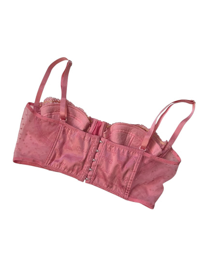D&G 2000s Pink Satin Lace-Up Lingerie Top