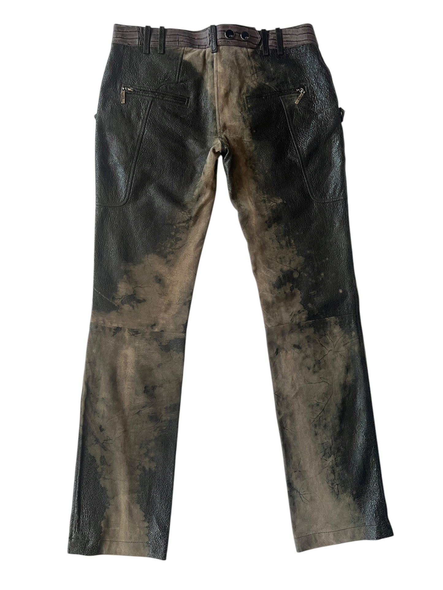 CHRISTIAN DIOR F/W 2006 by John Galliano Cracked Leather and Suede Trousers (L)