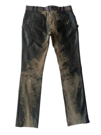 CHRISTIAN DIOR F/W 2006 by John Galliano Cracked Leather and Suede Trousers (L)