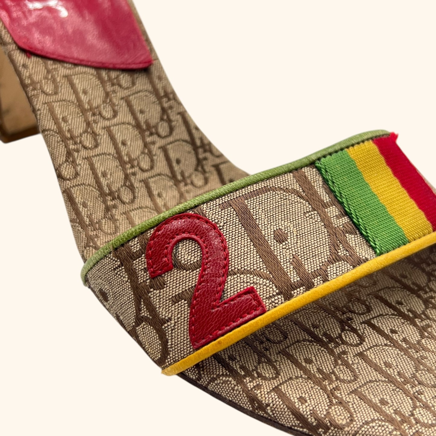 Christian Dior by John Galliano F/W 2004 Rasta Monogram Heeled Mules
