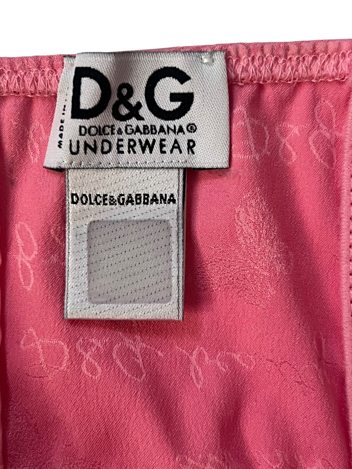 D&G 2000s Pink Satin Lace-Up Lingerie Top