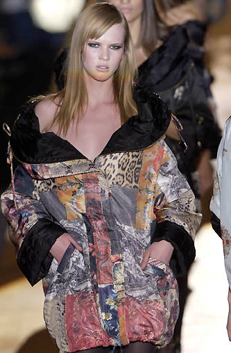 ROBERTO CAVALLI F/W 2002 Runway Patchwork Print Midi Dress (L-XL)