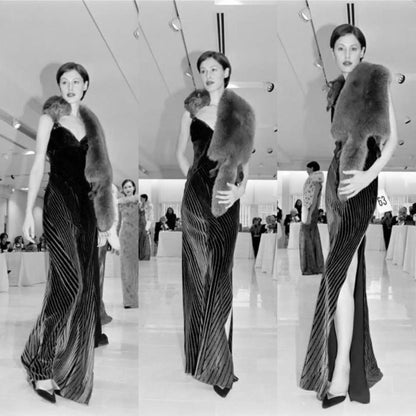 VALENTINO 1998 Even Gown Dress with Slit (L)